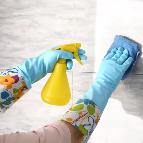 Miniatura 6 de Bamllum 3 pares de guantes de goma para limpieza, guantes de cocina para el hogar con forro de algodón, puño largo de 16 pulgadas, reutilizables