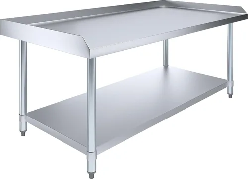 Miniatura 14 de AmGood Soporte para equipo de acero inoxidable con estante inferior + ruedas, resistente, grado comercial, certificado NSF