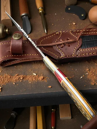 Miniatura 5 de Poshland Cuchillos de acero de Damasco hechos a mano de edición limitada y personalizados, variedad de tamaños y diseños de mango TR- 2169 D2 Acero