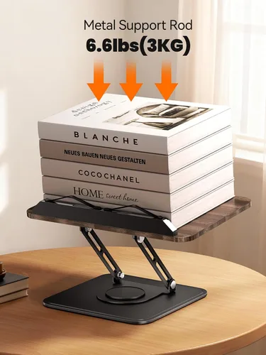 Miniatura 5 de Tounee Soporte para libros, soporte giratorio de 360°, soporte ajustable para libros de cocina para leer manos libres, soporte plegable para libros