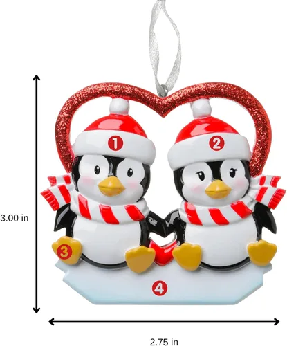 Miniatura 4 de Adorno de Navidad personalizado para parejas de pingüinos 2025, regalo personalizado para parejas, recién casados, parejas casadas y comprometidas