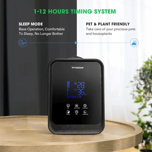 Miniatura 4 de VIVOSUN Humidificador ultrasónico de niebla fría y cálida 2 en 1 de 4.5 litros con caja de aceite esencial y control remoto para dormitorios
