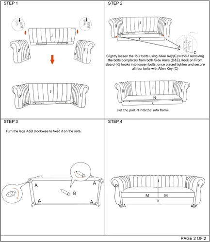 Miniatura 6 de Container Furniture Direct Darsen - Sofá Chesterfield moderno con elegantes brazos enrollados, ribete de cabeza de clavo y acolchado de canal, sofá