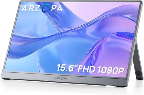 ARZOPA Monitor portátil de 15.6 pulgadas FHD 1080P – Monitor portátil ultradelgado para laptop con soporte – Pantalla IPS para PC, MAC, teléfono,
