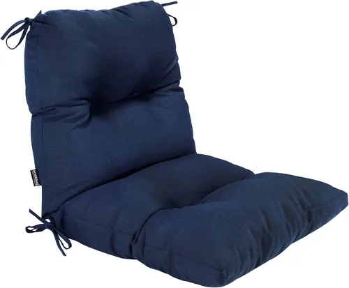 Miniatura 12 de Cojín acolchado para silla de respaldo alto para interiores y exteriores, cojines de asiento de patio, color negro