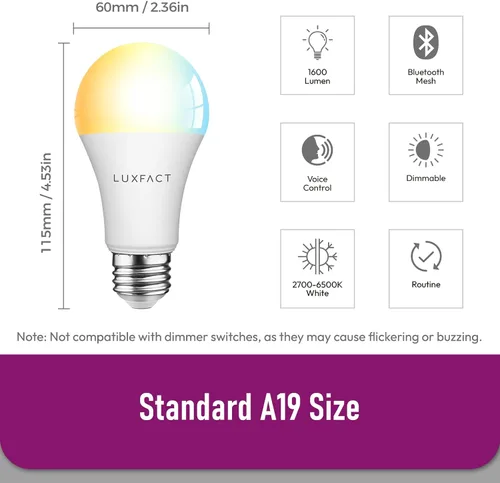 Miniatura 2 de Bombillas Alexa equivalentes a 150 W, bombillas inteligentes directamente compatibles con Alexa, sintonizables de blanco cálido a frío, bombilla