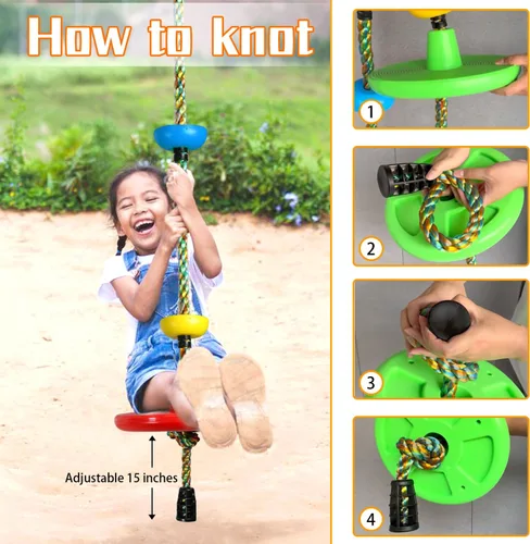 Miniatura 2 de Columpio de árbol para niños, patio trasero, cuerda de un solo disco, asiento de columpio para árbol interior y exterior, juego de accesorios