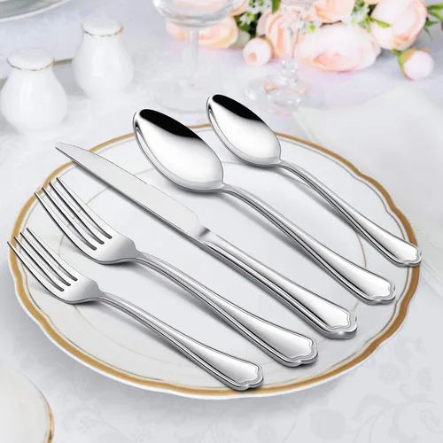 Miniatura 3 de E-far - Juego de cubiertos de acero inoxidable de 20 piezas, servicio para 4 personas, juego de utensilios de cocina de metal, cuchillos, tenedores