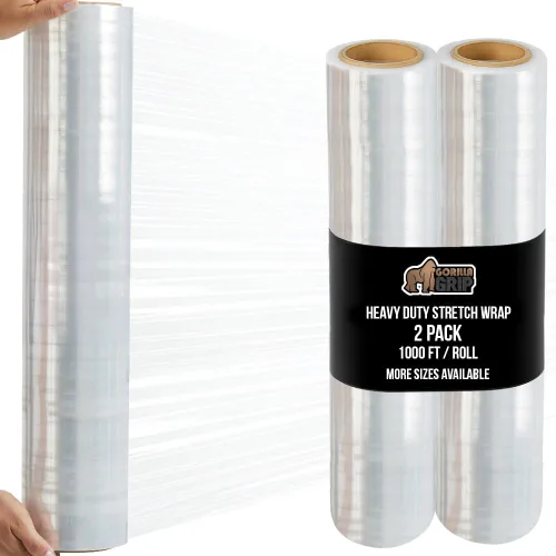Miniatura 21 de GORILLA GRIP Film extensible 500% de plástico resistente, paquete de 2 rollos de envoltura retráctil de 1200 pies de 17 pulgadas, resistente a