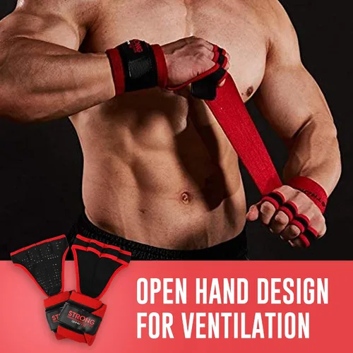 Miniatura 7 de Guantes de muñeca resistentes para hombre, ideales para entrenamientos, gimnasio, peso muerto y crossfit con protección para la palma de la muñeca