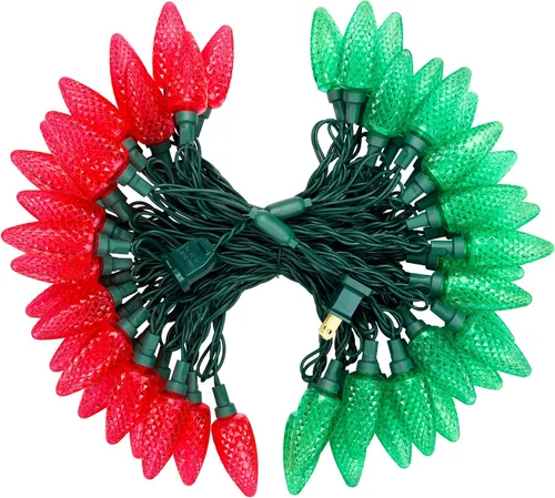 Miniatura 9 de DEWENWILS Luces de Navidad C9 para exteriores, 33.3 pies, 50 luces LED para árbol de Navidad, impermeables, grandes luces de Navidad, extensibles