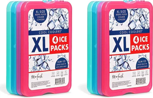 Miniatura 2 de Cool Coolers by Fit & Fresh 4 Pack XL Slim Ice Packs, Quick Freeze Space Saving Reusable Ice Packs for Lunch Boxes or Coolers Multi (paquete de 8)