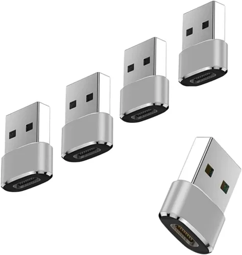 Adaptador convertidor de cargador USB tipo C hembra a USB A macho, paquete de 5 unidades para iPhone 15/Pro/Pro Max/Plus/14/13/12, XS/XR/X, Watch
