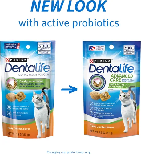 Miniatura 2 de Purina DentaLife Hecho en instalaciones de EE. UU. Golosinas dentales para gatos, sabor a pollo sabroso - (Paquete de 10) Bolsas de 1.8 oz