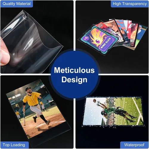 Miniatura 6 de 100 piezas de fundas blandas para tarjetas de intercambio, fundas de carga superior para tarjetas estándar de 2.5" X 3.5", protector de tarjeta