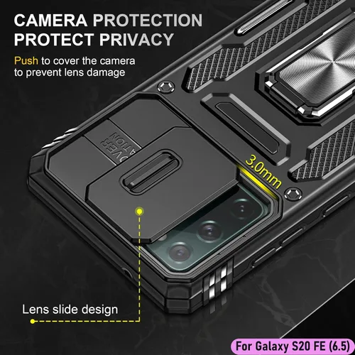 Miniatura 4 de Funda resistente para Samsung Galaxy S20 FE (5G), protección híbrida de goma de doble capa de grado militar con protector de cámara deslizante