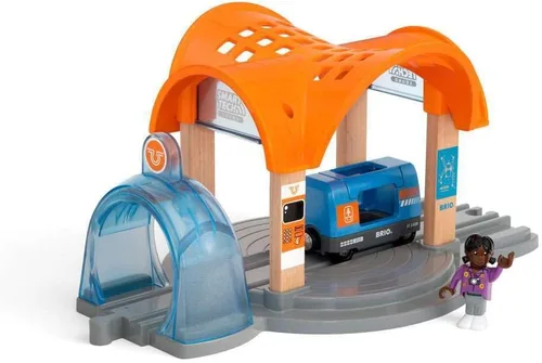 Miniatura 4 de BRIO 33973 Smart Tech Sound Action Tunnel Station Juego de tren de juguete de madera para niños a partir de 3 años
