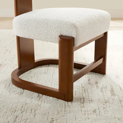 Miniatura 9 de CHITA Juego de 2 sillas de comedor tapizadas con certificación FSC, modernas sillas de cocina y comedor de mediados de siglo, tela en perla