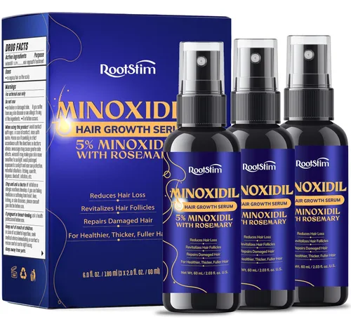 Crecimiento del cabello de minoxidil al 5% para hombres y mujeres: paquete de 3 tratamientos de regeneración de barba de minoxidil extra fuerte