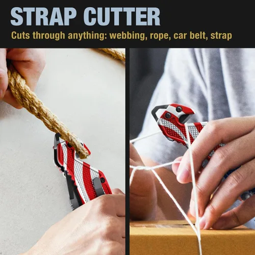 Miniatura 7 de GOOD WORKER Navaja de bolsillo legal con hoja dentada de 2.95 pulgadas, rompedor de vidrio, cortador de cinturón de seguridad, cuchillos plegables