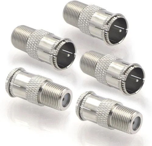 VCE Cable coaxial RG6 conector rápido, adaptador macho a hembra tipo F, extensor de latón niquelado para antena parabólica, TV por cable, RV, módem,