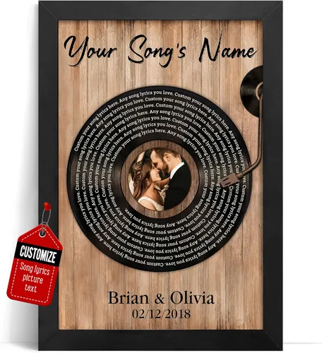 Miniatura 28 de VICILO Póster Enmarcado con Letras de Canción Personalizadas, Regalo para Padres, Acordes de Canción Perfectos, Pareja, 50° Aniversario de Boda