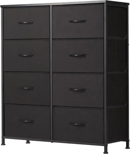 Miniatura 17 de Sweetcrispy Cómoda para dormitorio, cómoda de tela con 8 cajones, cómoda para armario, sala de estar, marco de acero resistente, parte superior