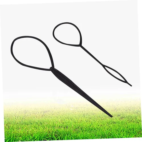 Miniatura 4 de Beavorty 2 agujas de pelo elásticas de 7.08 pulgadas para trenzas de ganchillo, herramienta de peluquería para cola de caballo, accesorios