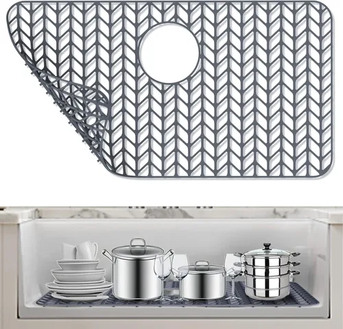 Miniatura 10 de AWOKE Protectores de fregadero para fregadero de cocina, alfombrilla protectora de fregadero de cocina - 28.4"x15.2" Alfombrilla plegable