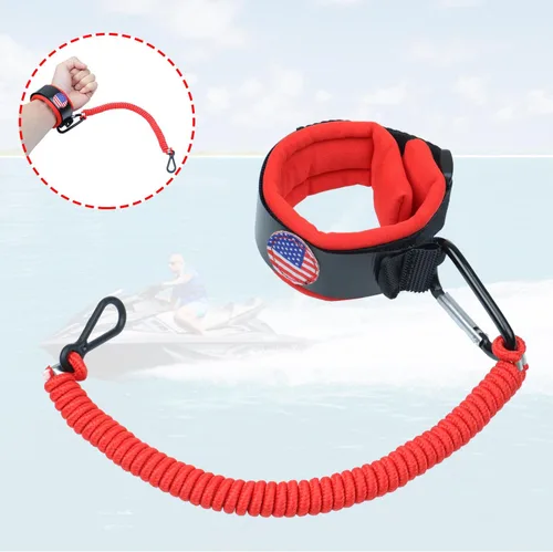 Miniatura 6 de Boat Kill Switch Lanyards Wrist Strap, Jet Ski Key Lanyard Fit for Mercruiser Marine Outboard Rojo