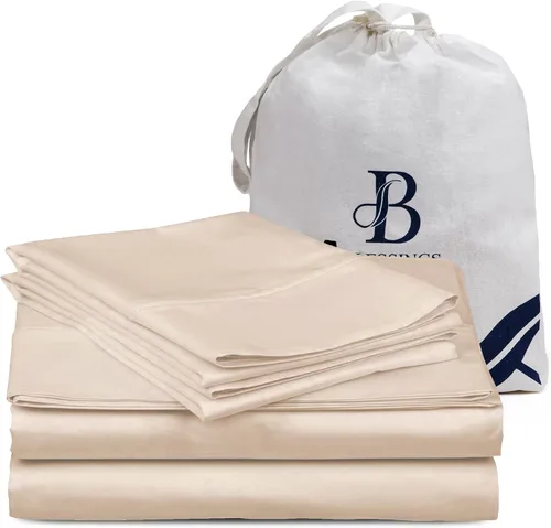 Miniatura 3 de Sábanas de algodón de alta calidad hotelera de 600 hilos, 100% tejido satinado, sábanas lisas con sábana elástica de bolsillo profundo con funda