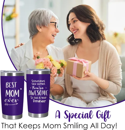 Miniatura 2 de TEEZWONDER Regalos para el día de la madre para mamá de hija e hijo, vaso de café aislado de acero inoxidable de 20 onzas con tapa, regalos de Mamá