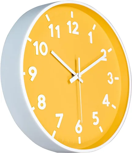 Miniatura 3 de JENLYSTIME Reloj moderno de 12 pulgadas para interiores y exteriores, esfera redonda brillante y colorida, reloj de pared silencioso de cuarzo que