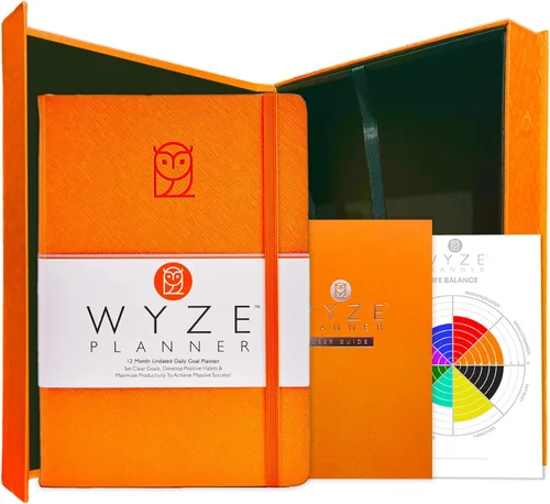 Miniatura 8 de Wyze Planner Agenda diaria sin fecha, organizador de productividad B5 de 1 año con dos páginas semanales, establecimiento de objetivos, seguimiento