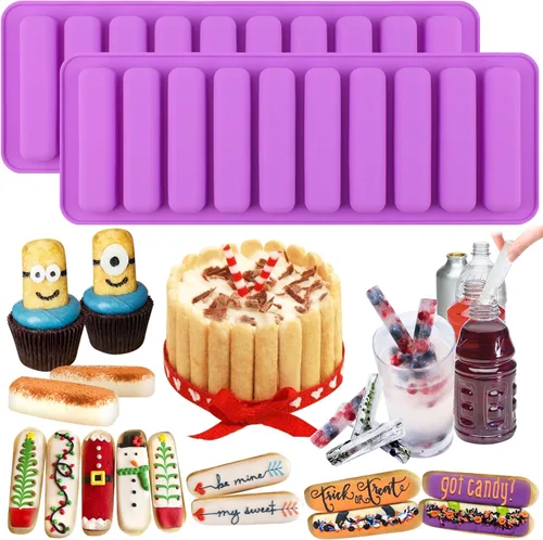 Miniatura 7 de Funshowcase Barra rectangular oblonga de chocolate para galletas, bloque de palo, cubo de hielo, bandeja de gelatina, molde de silicona para dulces