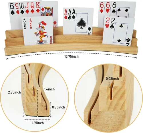 Miniatura 3 de LotFancy Juego de 2 portatarjetas para niños, adultos y personas mayores, juego de 2, 3 niveles, manos libres, tarjetero de madera curvado