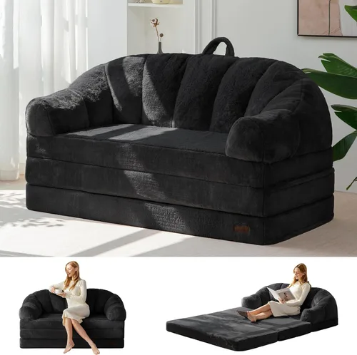 Miniatura 13 de MAXYOYO Sofá Cama Plegable, Sofá Convertible 2 en 1 a Sillón Reclinable, Cómoda Silla Puf Individual para Adultos, Sofá Cama Reclinable de Piso