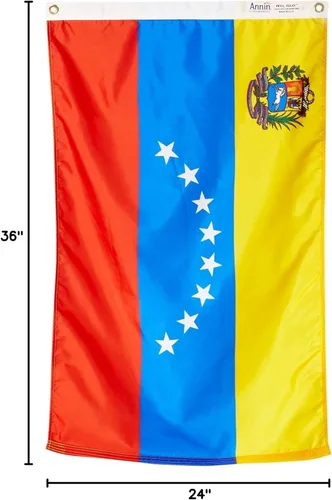 Miniatura 4 de Annin Flagmakers Bandera de Venezuela fabricada en Estados Unidos según las especificaciones oficiales de diseño de las Naciones Unidas, 2 x 3 pies