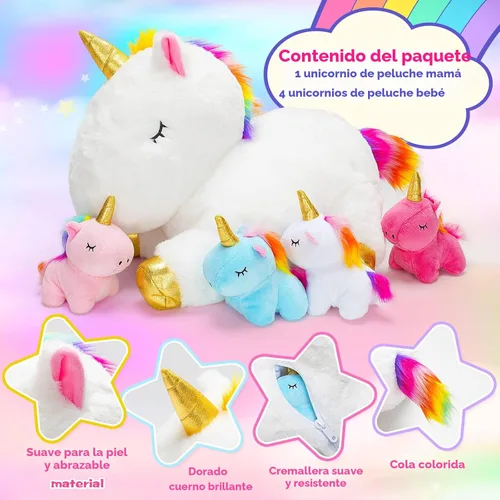 Miniatura 2 de KMUYSL Juguetes para Niñas de 0 1 2 3 4 5 6 7 8+ Años – Animal de Peluche de Unicornio Mamá con 4 Bebés Unicornios en su Barriguita, Set de Juguetes