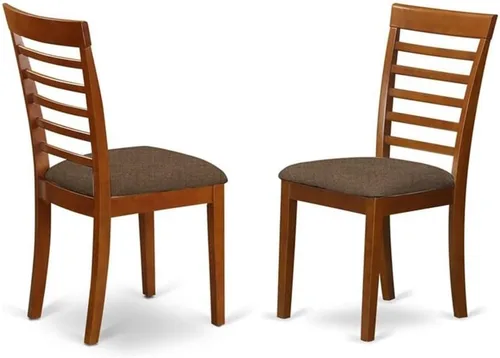 Miniatura 6 de East West Furniture MLC-MAH-C Milan - Sillas de comedor - Sillas de madera tapizadas de tela de lino, juego de 2, caoba
