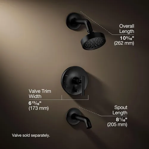 Miniatura 3 de Kohler K-T14420-4G-BL Purist Rite-Temp - Kit de molduras para bañera y ducha con manijas de palanca, 1.75 GPM, color negro mate
