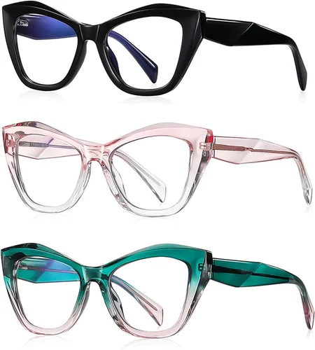 Paquete de 3 lentes de lectura estilo Oprah de gran tamaño para mujeres y hombres, bisagras de resorte con bloqueo de luz azul, lectores de