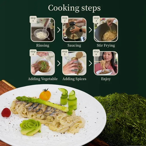 Miniatura 4 de YUHO Pasta orgánica Shirataki Konjac paquete de 8 en el interior, vegana, baja en calorías, sin gluten, sin grasa, sin gluto, sin carbohidratos