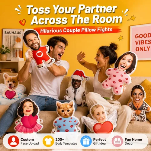 Miniatura 4 de Almohada de Cara Personalizada, Almohadas de Peluche con Foto Personalizada, Peluche de Perro Relleno con Forma de Cabeza y Cuerpo de Impresión 3D