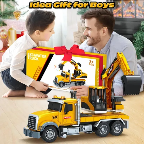Miniatura 7 de Bstoyder Juguetes para niños de 3, 4, 5, 6, 7, 8 años, gran camión excavadora con luces, sonidos, camión juguete de fricción para niños pequeños