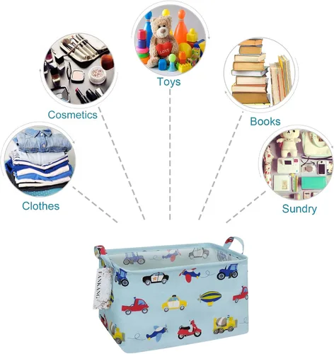 Miniatura 7 de Canasta plegable de almacenamiento para guardería, con revestimiento de polietileno impermeable, de grand tamaño, para niños y niñas, oficina