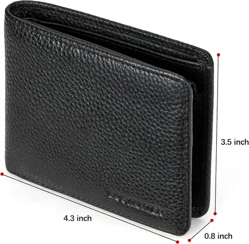 Miniatura 3 de BOSTANTEN Billeteras de piel auténtica para hombre, con bloqueo RFID y 2 ventanas de identificación