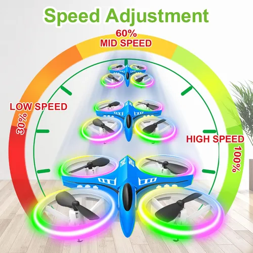 Miniatura 4 de Dwi Dowellin Mini Dron de 4.9 Pulgadas para Niños Luces LED Nocturnas Despegue Aterrizaje y Volteretas con Una Tecla RC Control Remoto Pequeños Azul