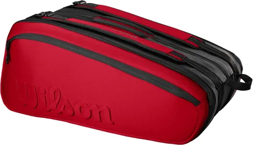 Wilson Clash V2 Super Tour - Bolsa para raqueta de tenis, color rojo y negro, con capacidad para hasta 15 raquetas