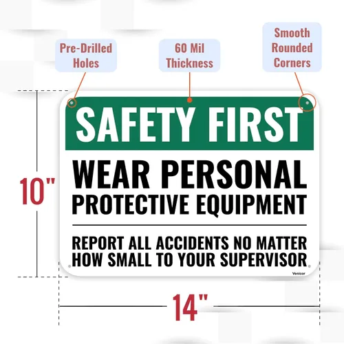 Miniatura 2 de 1 cartel de seguridad, 14 x 10 pulgadas, aluminio, decoración de seguridad para el lugar de trabajo, bilingüe español
